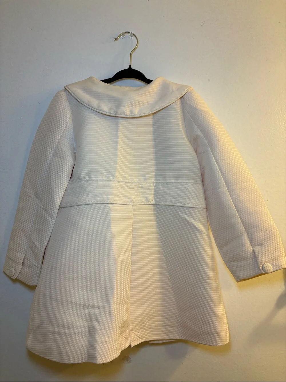 Catherine Malandrino Cream Textured Peter Pan Collar Swing Coat